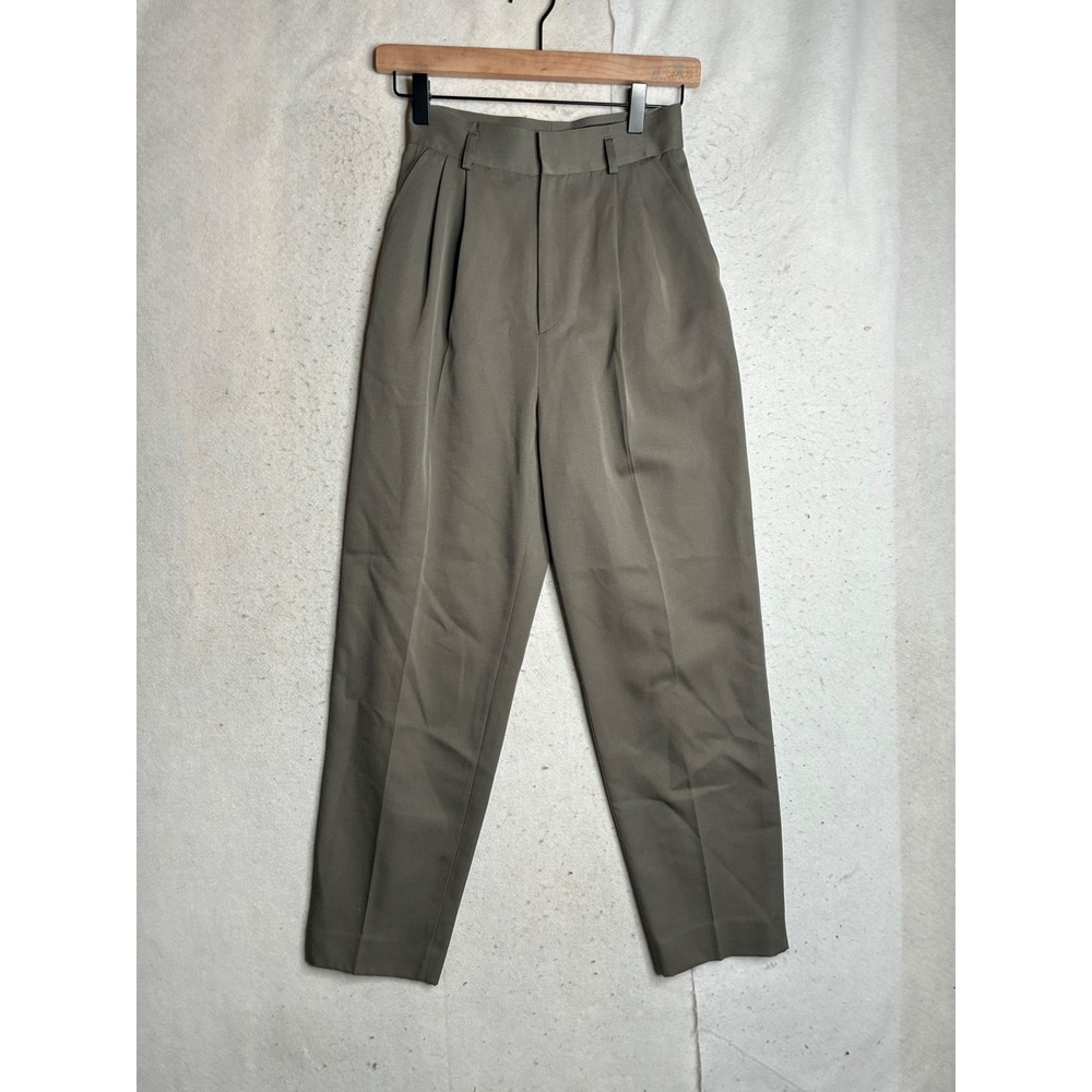 Classiques for Nordstrom Petites 100% Wool Pleated Tapered Pants Olive Green 2P